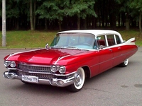 Ретро автомобиль Cadillac FleetWood Красный 1959 года